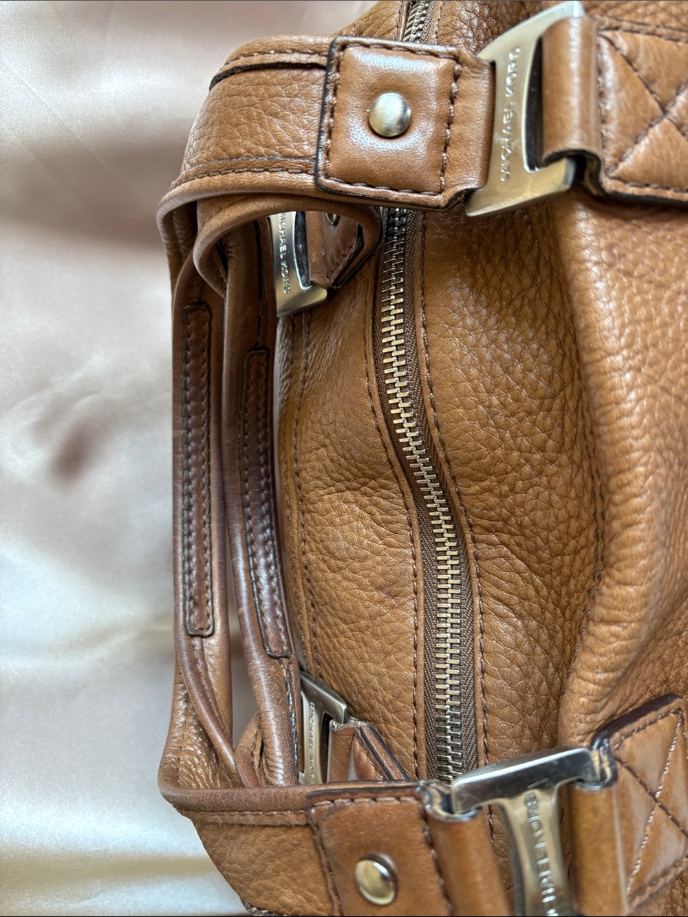 VTG Michael Kors Brown Leather Satchel 12”x 8” 5” - Picture 9 of 11